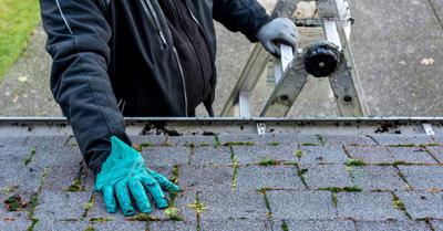 a person inspecting a roof
